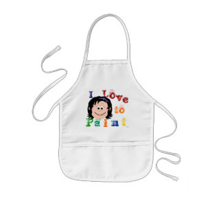 Long Black Hair Girls Painting Apron