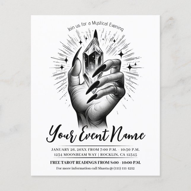 Long Black Nails Crystal Energy Magic Vintage Flyer (Front)