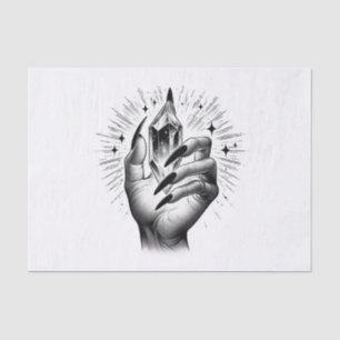 Long Black Nails & Crystal Energy Magic Vintage  Tissue Paper