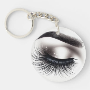 Long Black Wispy Eyelashes Lash Extensions Beauty Key Ring