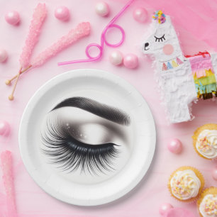 Long Black Wispy Eyelashes Lash Extensions Beauty Paper Plate