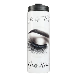 Long Black Wispy Eyelashes Lash Extensions Beauty  Thermal Tumbler