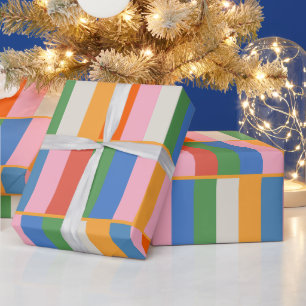 Long Blocks Colourful Checked Pop Pattern Wrapping Paper