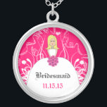 Long Blonde Side Part Fuchsia Bridesmaid Necklace<br><div class="desc">Keepsake Necklaces Choose either Silver Plated Gold Finish or Sterling Silver Unique Personalised Custom !st Christmas Gift Wedding Keepsake Wedding Party Necklaces - to change background colour - click customise - click edit - choose last tool in drop down menu and choose from one of the colours shown or enter...</div>