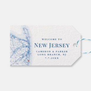 Long Branch New Jersey Map Elegant Wedding Favour Gift Tags