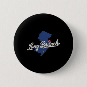 Long Branch New Jersey Nj Map 6 Cm Round Badge