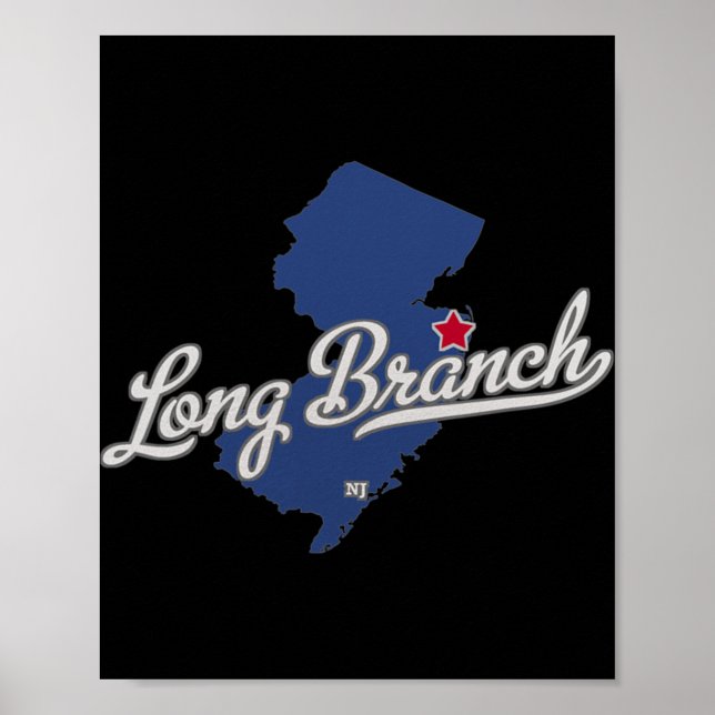 Long Branch New Jersey Nj Map  Poster (Front)