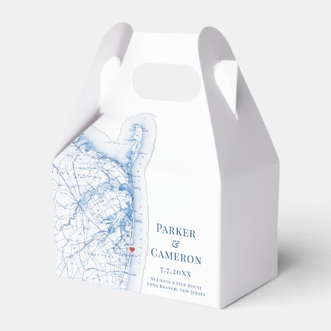 Long Branch New Jersey Wedding Map Elegant  Favour Box (Front Side)