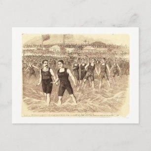 Long Branch NJ, Swimming Match 1874 Postcard