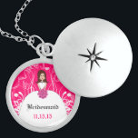 Long Brown Hair Fuchsia Bridesmaid Necklace<br><div class="desc">Keepsake Necklaces Choose either Silver Plated Gold Finish or Sterling Silver Unique Personalised Custom !st Christmas Gift Wedding Keepsake Wedding Party Necklaces - to change background colour - click customise - click edit - choose last tool in drop down menu and choose from one of the colours shown or enter...</div>