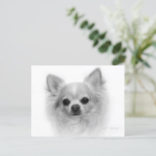 Long Coat Chihuahua - Fine Art by Hand Postcard