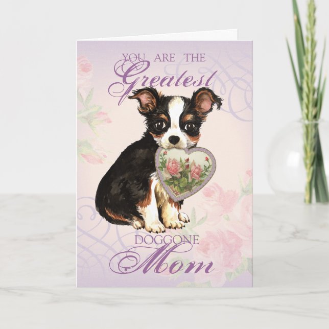 Long Coat Chihuahua Heart Mum Card (Front)