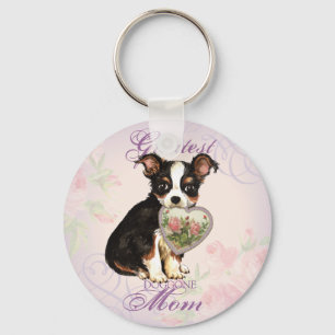 Long Coat Chihuahua Heart Mum Key Ring