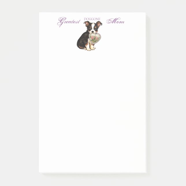 Long Coat Chihuahua Heart Mum Post-it Notes (Front)