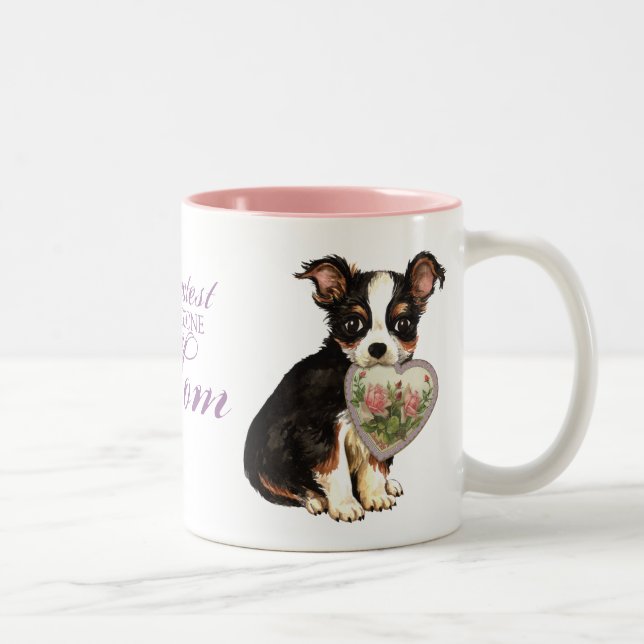 Long Coat Chihuahua Heart Mum Two-Tone Coffee Mug (Right)