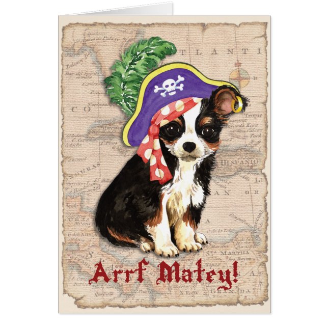 Long Coat Chihuahua Pirate Card (Front)