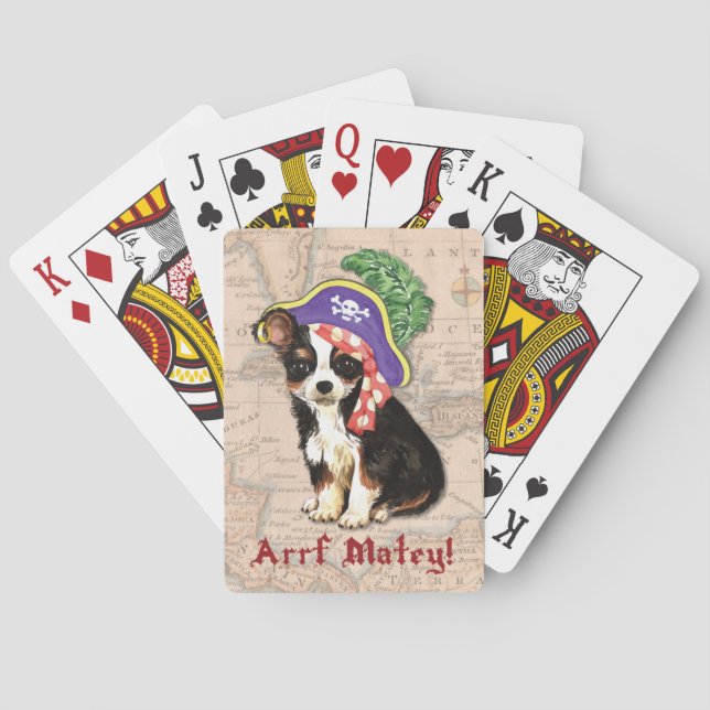 Long Coat Chihuahua Pirate Playing Cards (Back)