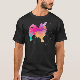 Long Coat Chihuahua Watercolor Paint Splat T-Shirt