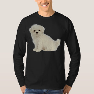 Long Coated White Puppy Maltese Dog Poodle Shih Tz T-Shirt