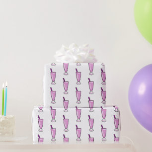 Long cool pink milkshake wrapping paper