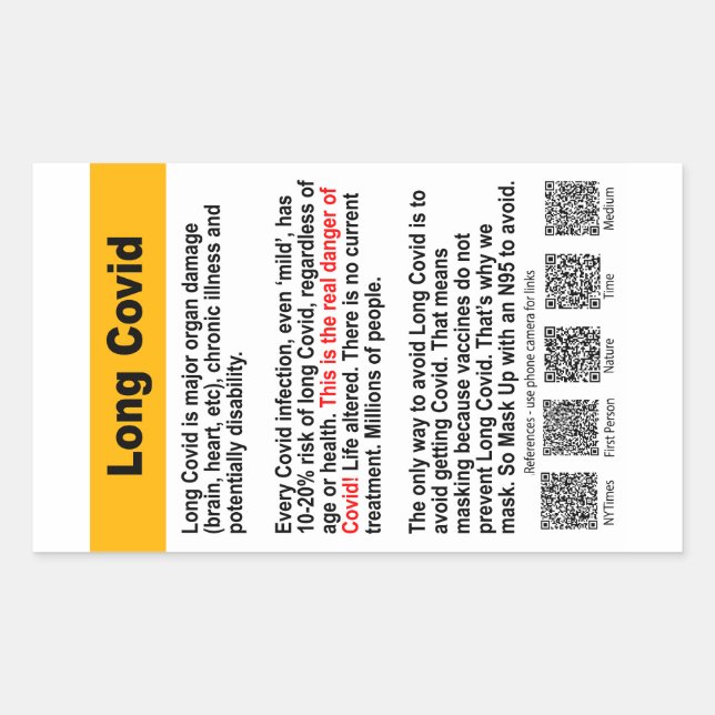 Long Covid info paper sticker (Front)