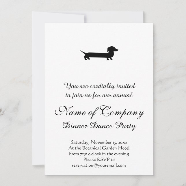 Long Dachshund Funny Drawing Invitation (Front)