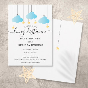 Long Distance Baby Boy Shower   Sprinkle By Mail Invitation