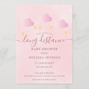 Long Distance Baby Shower By Mail Girl Pink Invitation