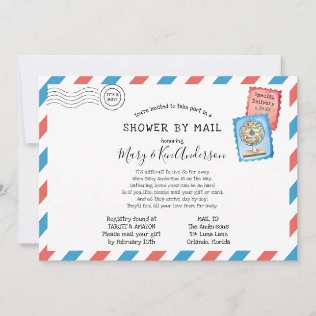 Long Distance Baby Shower by Mail Invitation (Front)