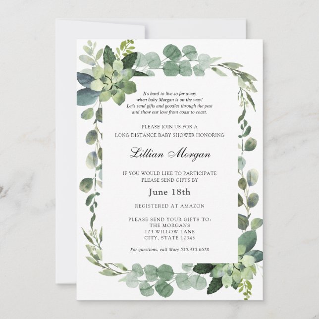 Long Distance Baby Shower by Mail Invitation (Front)