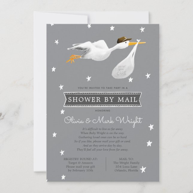 Long Distance Baby Shower by Mail Invitation (Front)