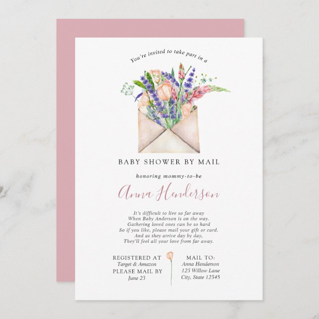 Long Distance Baby Shower by Mail Invitation (Front/Back)