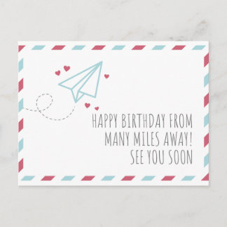 Long distance birthday postcard