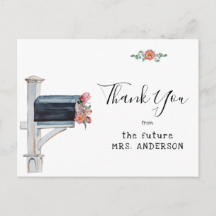 Long Distance Bridal Shower by Mail Thank You Postcard