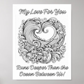 Long distance Love Quote Adult Colouring Poster