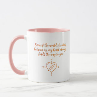 Long Distance Relationship Heart Compass Gift Mug