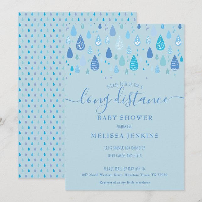 Long Distance Shower / Sprinkle By Mail Invitation (Front/Back)