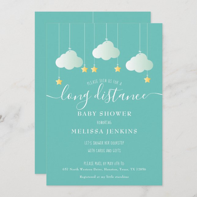 Long Distance Shower / Sprinkle By Mail Invitation (Front/Back)