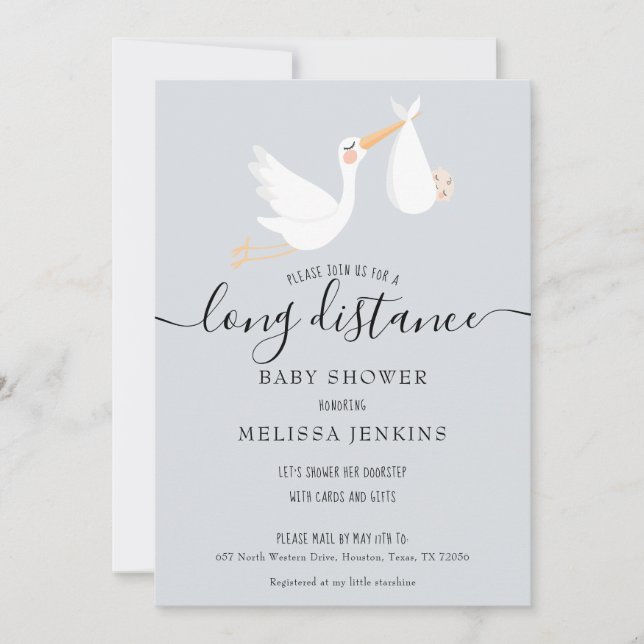 Long Distance Shower / Sprinkle By Mail Invitation (Front)