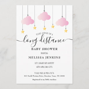 Long Distance Shower   Sprinkle By Mail Pink Invitation