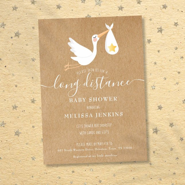 Long Distance Shower Sprinkle By Mail Rustic Invitation (Long Distance Shower Sprinkle By Mail Rustic Invitation)