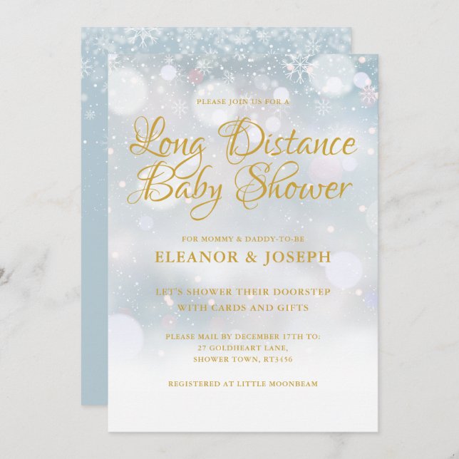 Long Distance Winter Baby Shower Sprinkle By Mail Invitation (Front/Back)