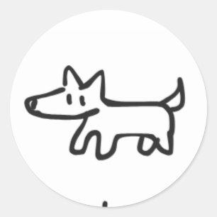 long dog classic round sticker