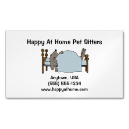 Long Ear Dog Sleeping in Human Bed  Magnetic Business Card