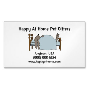 Long Ear Dog Sleeping in Human Bed  Magnetic Business Card
