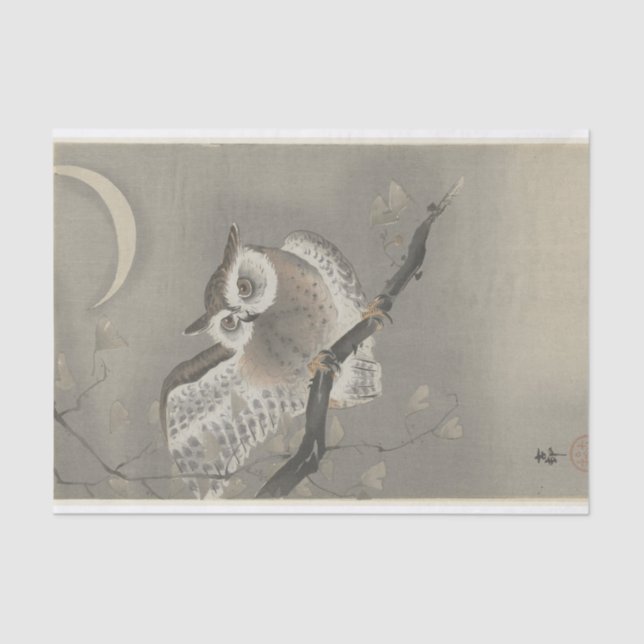 Long-Eared Owl in Ginkgo by Ohara Koson Tissue Paper (Front)