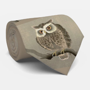 long-eared owl print tie
