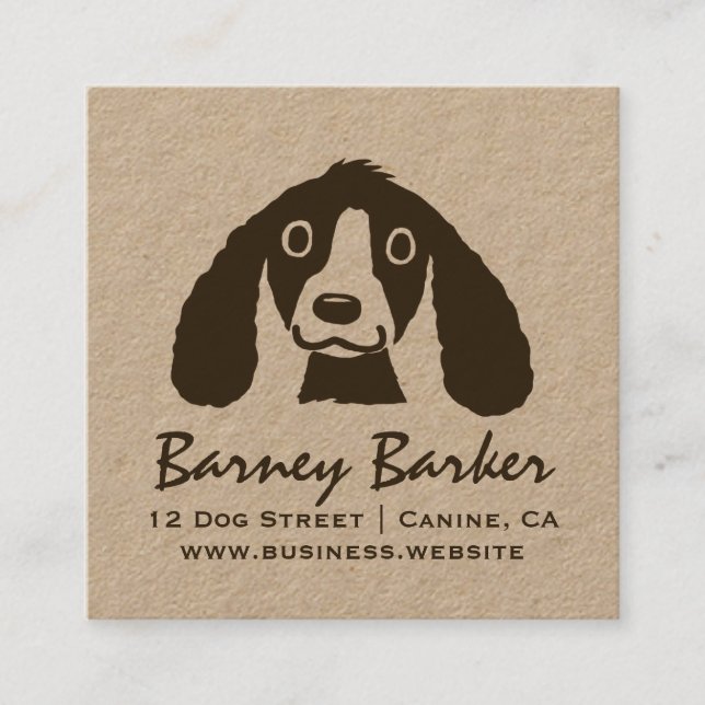 Long Ears Dog | Cute Spaniel Cartoon | Pet Care Square Business Card (Front)