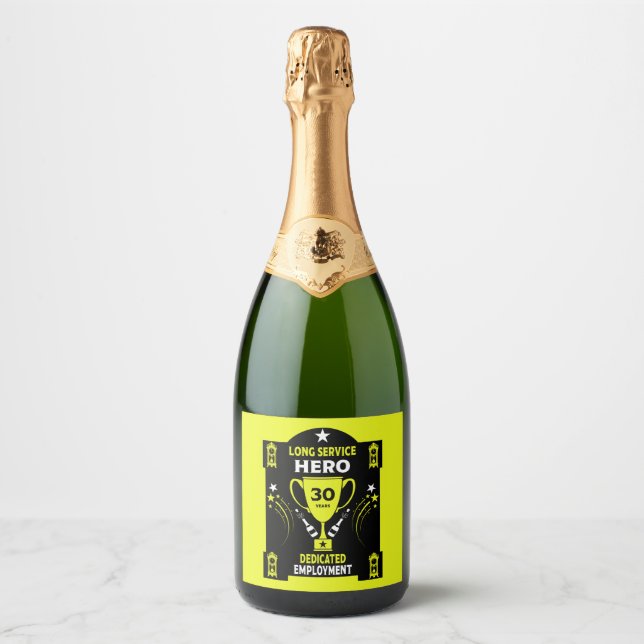Long Employment Service Recognition Thirty years Sparkling Wine Label (Front)