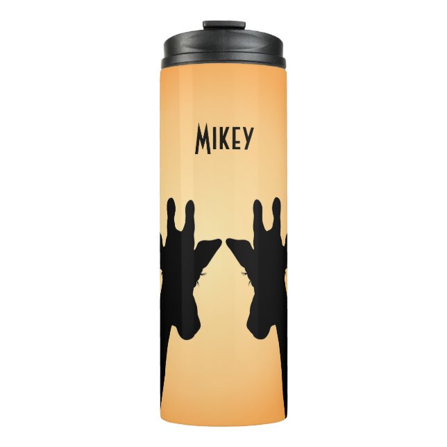 Long Eyelashes Giraffe Custom Text Thermal Tumbler (Front)